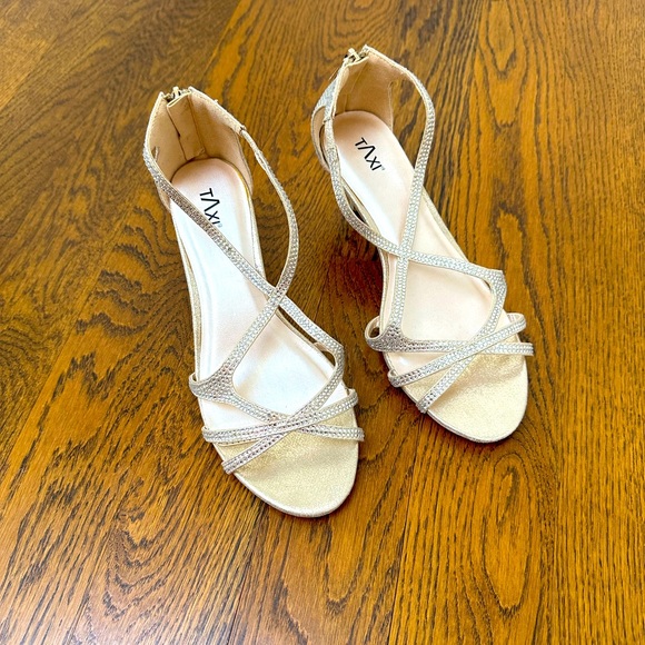 Silver Glitter Kitten Heels - Picture 1 of 4